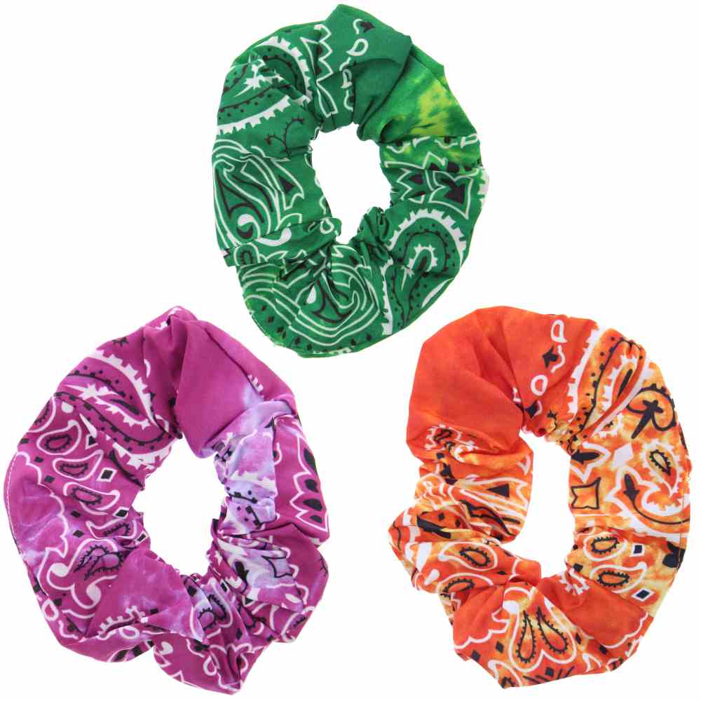 Zac's Alter Ego - Acid Wash Paisley Hair scrunchie - Set of 3 - Multicolours